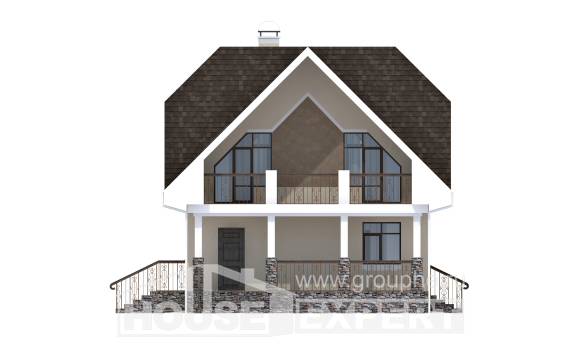 125-001-Л Проект двухэтажного дома мансардный этаж, бюджетный дом из пеноблока Волхов, House Expert