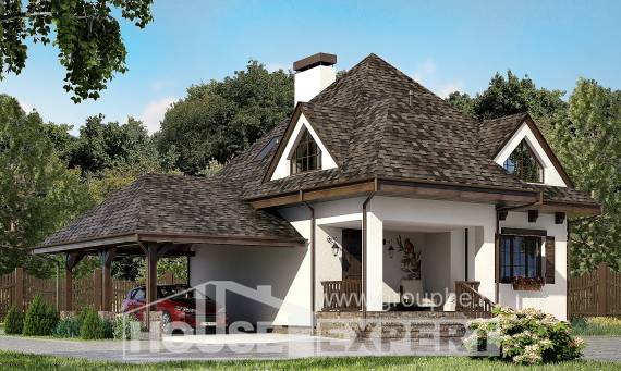 110-002-Л Проект двухэтажного дома мансардой и гаражом, экономичный загородный дом из арболита Гатчина, House Expert