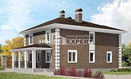 185-002-П Проект двухэтажного дома, бюджетный коттедж из блока Пикалево, House Expert