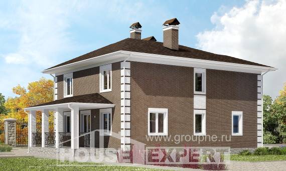 185-002-П Проект двухэтажного дома, бюджетный коттедж из блока Пикалево, House Expert