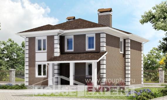 185-002-П Проект двухэтажного дома, классический загородный дом из поризованных блоков Сосновый Бор, House Expert