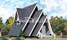 100-002-П Проект двухэтажного дома с мансардой, бюджетный загородный дом из бревен, Всеволожск