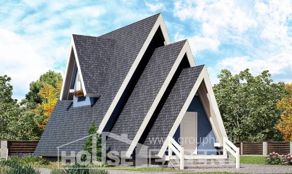 100-002-П Проект двухэтажного дома с мансардным этажом, красивый коттедж из бревен Лодейное Поле, House Expert