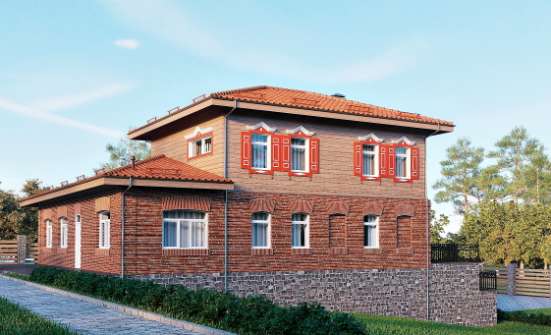380-002-Л Проект трехэтажного дома и гаражом, просторный загородный дом из кирпича Шлиссельбург | Проекты домов от House Expert