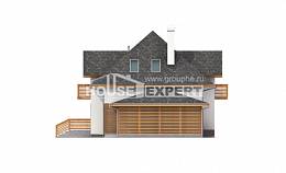155-004-П Проект двухэтажного дома с мансардой и гаражом, бюджетный загородный дом из керамзитобетонных блоков, Ивангород