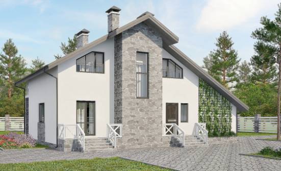 180-017-Л Проект двухэтажного дома с мансардой, гараж, простой загородный дом из керамзитобетонных блоков, Тосно