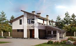 200-010-П Проект двухэтажного дома мансардой, гараж, просторный загородный дом из блока, Приозерск