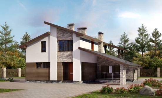 200-010-П Проект двухэтажного дома мансардный этаж, гараж, уютный коттедж из арболита Тихвин | Проекты домов от House Expert