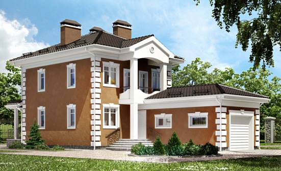 150-006-П Проект двухэтажного дома, гараж, скромный загородный дом из газосиликатных блоков, СПб