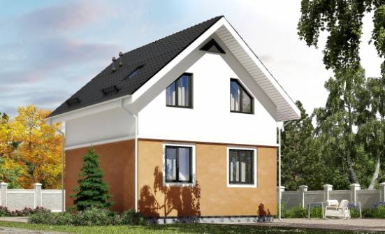 070-001-Л Проект двухэтажного дома мансардой, классический домик из бризолита Выборг | Проекты домов от House Expert