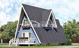 100-002-П Проект двухэтажного дома с мансардой, классический загородный дом из бревен Отрадное, House Expert