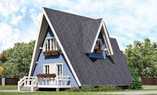 100-002-П Проект двухэтажного дома с мансардным этажом, компактный домик из бревен, Волхов