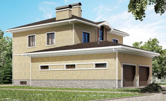 350-002-Л Проект трехэтажного дома и гаражом, классический коттедж из кирпича, Шлиссельбург