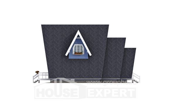 100-002-П Проект двухэтажного дома мансардный этаж, простой коттедж из бревен, Ивангород