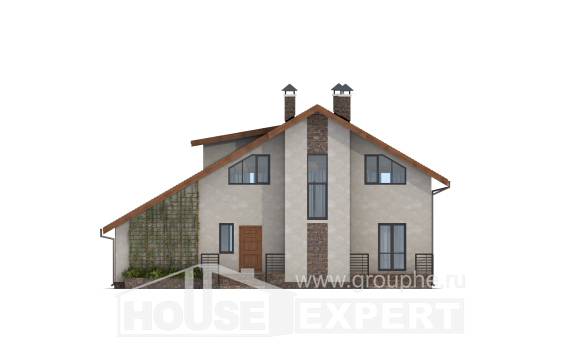 180-008-П Проект двухэтажного дома мансардой, гараж, современный коттедж из блока, Отрадное