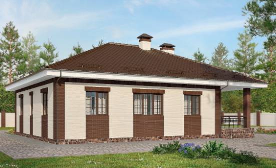 160-015-П Проект одноэтажного дома, гараж, доступный дом из бризолита Приозерск | Проекты одноэтажных домов от House Expert