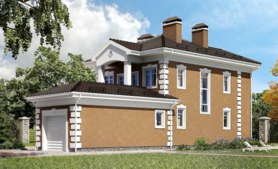 150-006-П Проект двухэтажного дома и гаражом, классический домик из арболита Сланцы | Проекты домов от House Expert