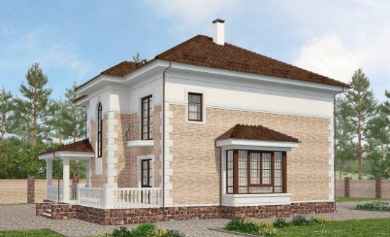 220-008-П Проект двухэтажного дома, просторный коттедж из кирпича, Бокситогорск