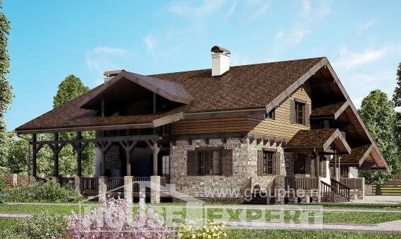 320-002-П Проект двухэтажного дома с мансардой, красивый домик из кирпича, СПб