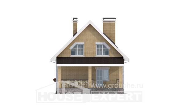 130-004-П Проект двухэтажного дома мансардой, классический домик из пеноблока, Выборг