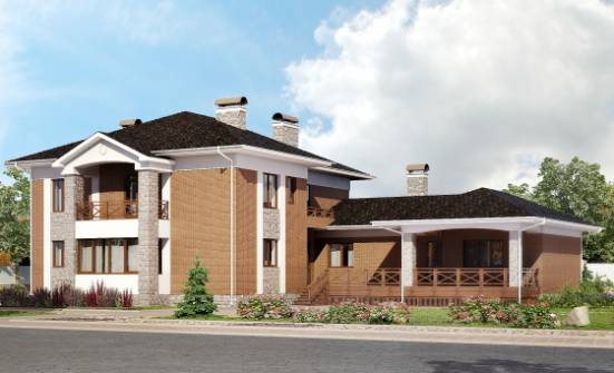 520-002-Л Проект трехэтажного дома и гаражом, классический загородный дом из блока Ивангород | Проекты домов от House Expert