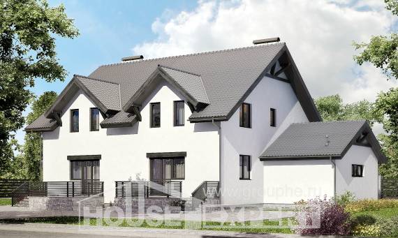290-003-П Проект двухэтажного дома мансардой, современный домик из газосиликатных блоков Светогорск, House Expert