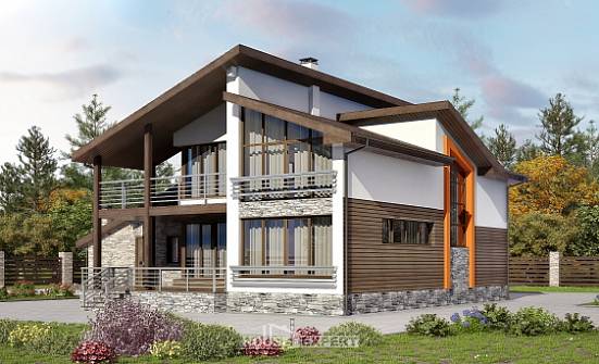 240-004-П Проект двухэтажного дома мансардой и гаражом, просторный домик из теплоблока Гатчина | Проекты домов от House Expert