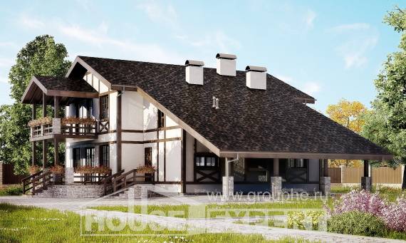 250-002-Л Проект двухэтажного дома мансардный этаж и гаражом, просторный домик из кирпича Кингисепп, House Expert