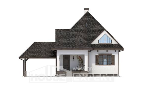 110-002-Л Проект двухэтажного дома мансардой, гараж, доступный дом из газобетона Отрадное, House Expert