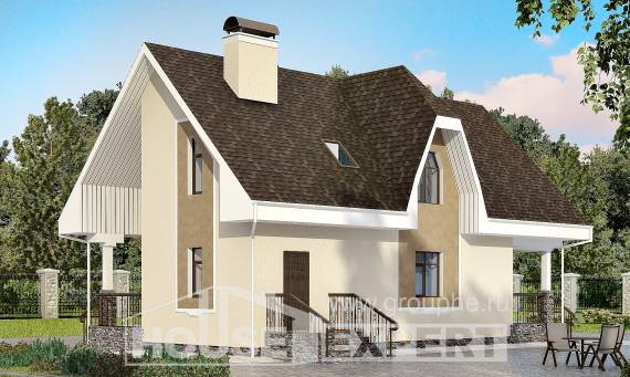 125-001-Л Проект двухэтажного дома с мансардой, недорогой загородный дом из блока Выборг, House Expert
