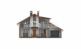 180-008-П Проект двухэтажного дома с мансардой и гаражом, просторный дом из теплоблока, Луга