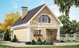 130-004-П Проект двухэтажного дома с мансардой, небольшой домик из теплоблока Бокситогорск, House Expert