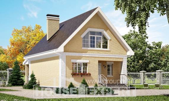 130-004-П Проект двухэтажного дома с мансардой, небольшой домик из теплоблока Бокситогорск, House Expert