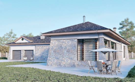 280-004-Л Проект одноэтажного дома, гараж, красивый загородный дом из арболита Кириши | Проекты одноэтажных домов от House Expert