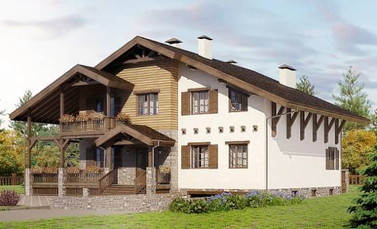 400-004-П Проект трехэтажного дома с мансардой, гараж, уютный домик из кирпича, Волосово