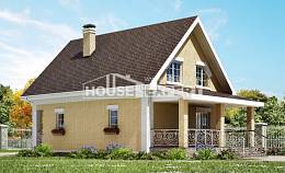 130-004-П Проект двухэтажного дома с мансардой, недорогой домик из пеноблока Сертолово, House Expert