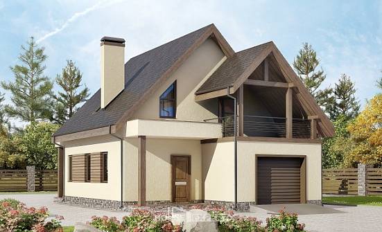 120-005-Л Проект двухэтажного дома мансардой и гаражом, бюджетный загородный дом из арболита Сланцы | Проекты домов от House Expert